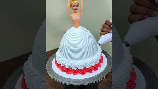 Red white combination doll cake design #shorts #ytshorts Red white combination doll cake design #shorts #ytshorts