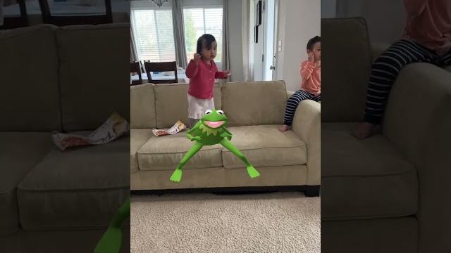Dance with kermit twerk #shorts #kids Dance with kermit twerk #shorts #kids