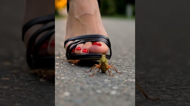 Ai girl high heels crush squish grasshopper Ai girl high heels crush squish grasshopper