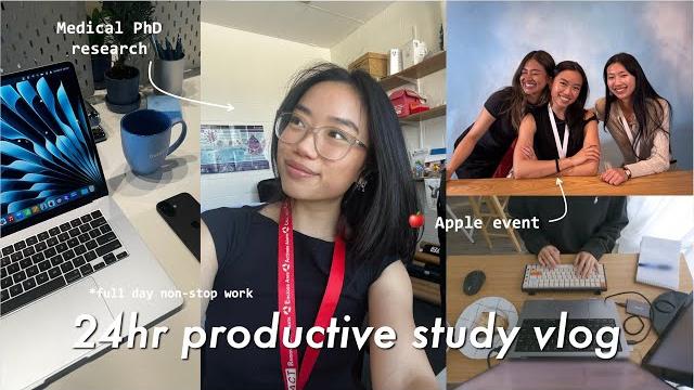 24hr study vlog | very productive and chaotic studying, research, creator event, late night 24hr study vlog | very productive and chaotic studying, research, creator event, late night