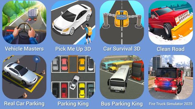 Vehicle masters, pick me up 3d, car survival 3d, clean road, real car parking, parking king Vehicle masters, pick me up 3d, car survival 3d, clean road, real car parking, parking king