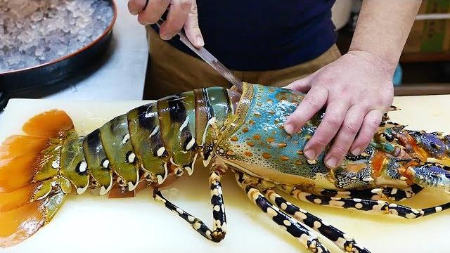 Japanese street food - $600 giant rainbow lobster sashimi japan seafood Japanese street food - $600 giant rainbow lobster sashimi japan seafood