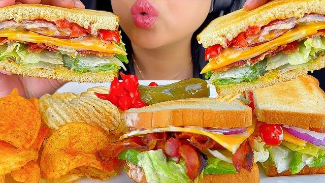 Asmr blt sandwich with pickles, peppers & chips! Asmr blt sandwich with pickles, peppers & chips!