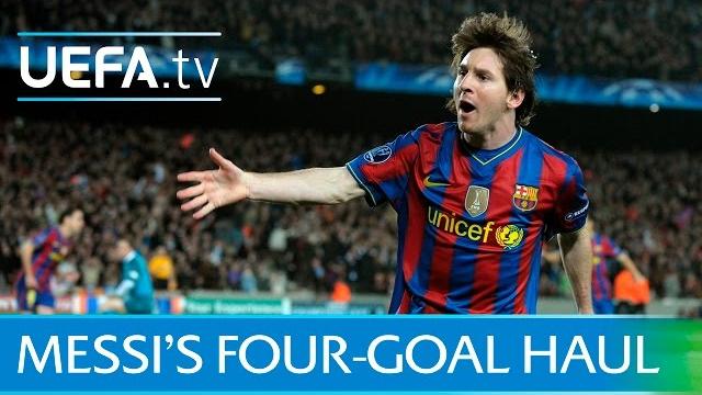 Messi scores four goals - barcelona v arsenal in 2010 Messi scores four goals - barcelona v arsenal in 2010