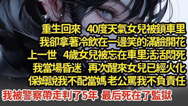 重生回來女兒被鎖車里,我拿著冷飲笑的滿臉開花,上一世 4歲女兒被忘在車里活活悶死我當場昏迷,再次醒來女兒已經火化,保姆說我不配當媽 老公罵我不負責任,我死在了監獄#小說#推文#新題材#爽文#復仇 重生回來女兒被鎖車里,我拿著冷飲笑的滿臉開花,上一世 4歲女兒被忘在車里活活悶死我當場昏迷,再次醒來女兒已經火化,保姆說我不配當媽 老公罵我不負責任,我死在了監獄#小說#推文#新題材#爽文#復仇