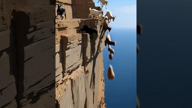 Goat’s daring cliff jump ends in shock! ⁉️ ️ #shorts #shortvideo #goat #goatlife #mountaingoat Goat’s daring cliff jump ends in shock! ⁉️ ️ #shorts #shortvideo #goat #goatlife #mountaingoat