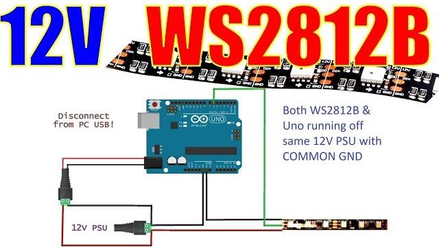 12v ws2812b 3-wire led strip with arduino uno 12v ws2812b 3-wire led strip with arduino uno