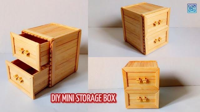 Diy wooden storage with drawer box | cara membuat laci kecil dari stik es krim | accesories box Diy wooden storage with drawer box | cara membuat laci kecil dari stik es krim | accesories box