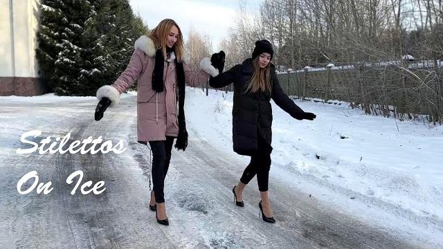 Stilettos on ice, high heels on ice, slippery high heels on ice, high heels pumps on ice (# 1171) Stilettos on ice, high heels on ice, slippery high heels on ice, high heels pumps on ice (# 1171)