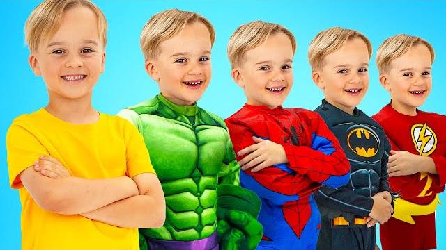 Kids turn into superheroes with inflatable toys Kids turn into superheroes with inflatable toys