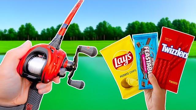 Grocery store food fishing challenge! Grocery store food fishing challenge!
