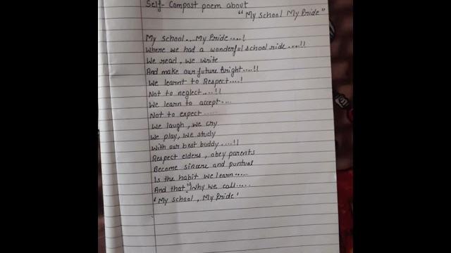 Self composed poetry on the topi "my school ,my pride " Self composed poetry on the topi "my school ,my pride "