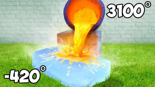 Molten lava vs giant ice block experiment Molten lava vs giant ice block experiment