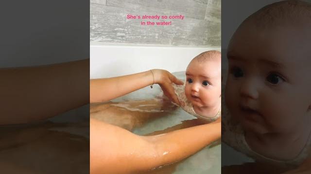 3 month old's 1st swim lessons #shorts 3 month old's 1st swim lessons #shorts