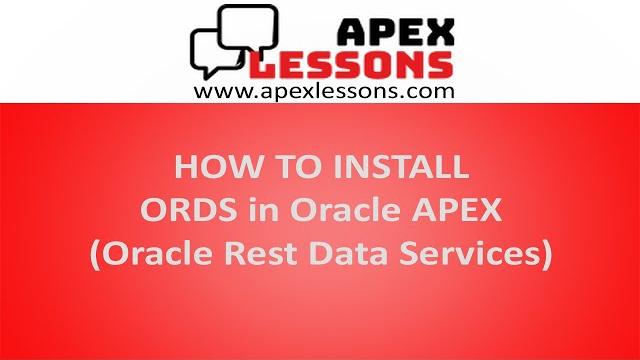 Apex ords installation - oracle apex Apex ords installation - oracle apex