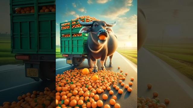 The farmer's hungry buffalo comes to the city and starts eating lots of oranges #ai #cow #farmer The farmer's hungry buffalo comes to the city and starts eating lots of oranges #ai #cow #farmer