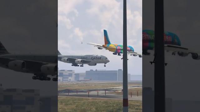 A380 crosses path with another a380 – insane timing! A380 crosses path with another a380 – insane timing!