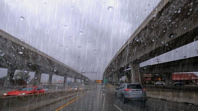 Driving in rain intense weather on the highway for sleep relaxation Driving in rain intense weather on the highway for sleep relaxation