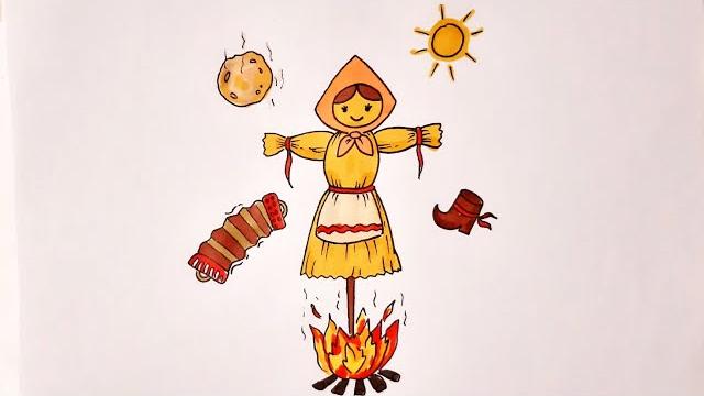 Как нарисовать масленицу/рисунок на масленицу Как нарисовать масленицу/рисунок на масленицу