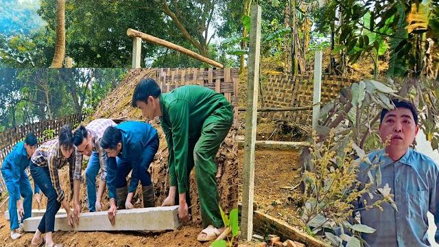 Kind man and police officer help single mother build new house. the line between good and bad. Kind man and police officer help single mother build new house. the line between good and bad.