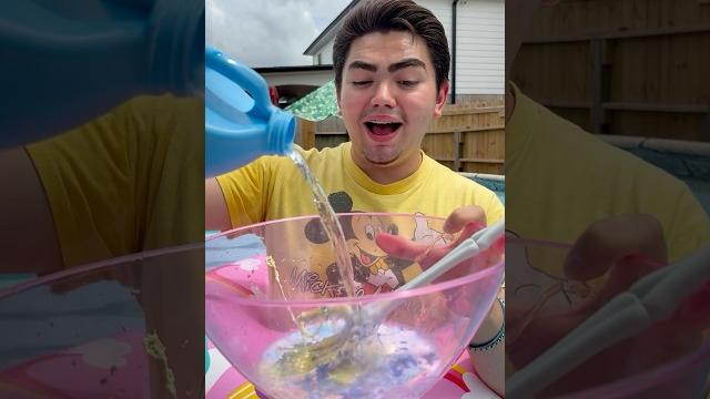 Yes or no slime challenge in the pool #shorts Yes or no slime challenge in the pool #shorts