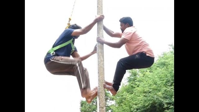 Venky master & venky master student pole climbing at our vk pole training centre lb nagar hyd Venky master & venky master student pole climbing at our vk pole training centre lb nagar hyd