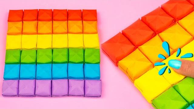 Оригами поп ит своими руками! как сделать поп ит из бумаги? радужный антистресс пупырка Оригами поп ит своими руками! как сделать поп ит из бумаги? радужный антистресс пупырка