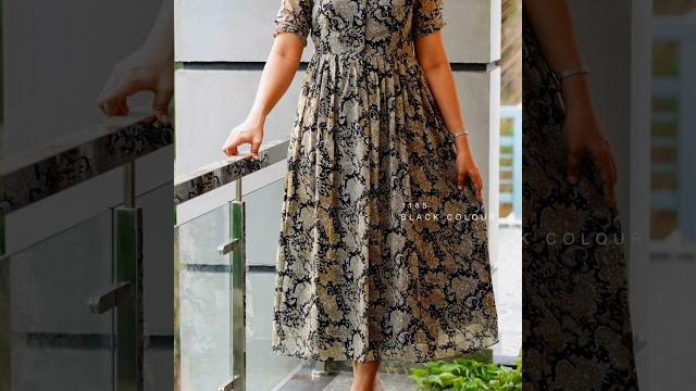 799/-women's midi dress in printed georgette material. has collar neck with show buttons 799/-women's midi dress in printed georgette material. has collar neck with show buttons