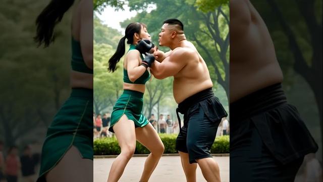 This chinese kung fu girl harassment by a giant bodybuilder #kungfu #boxing #fight #ai #mma This chinese kung fu girl harassment by a giant bodybuilder #kungfu #boxing #fight #ai #mma