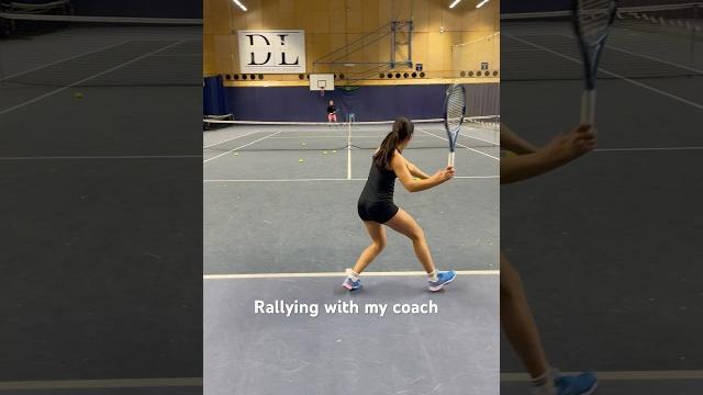 Tennis rally with my coach - olivia 12y old junior player - tennis practice training session Tennis rally with my coach - olivia 12y old junior player - tennis practice training session