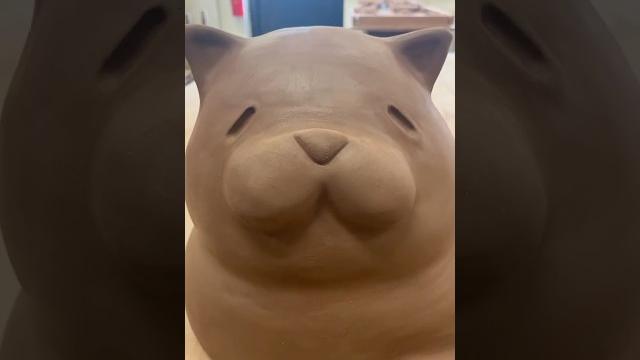 Hollowing chonky cat sculpture #art #cat #ceramic #clay #cute Hollowing chonky cat sculpture #art #cat #ceramic #clay #cute