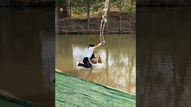 Swinging on the beache of river Swinging on the beache of river