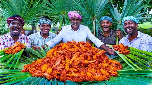 Palm leaf chicken | chicken fry recipe cooking in village | traditional palm leaf chicken recipe Palm leaf chicken | chicken fry recipe cooking in village | traditional palm leaf chicken recipe