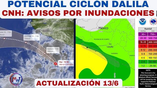 Potential cyclone dalila. cnh: flood warnings Potential cyclone dalila. cnh: flood warnings