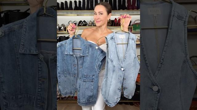 Double denim outfit: jean vest vs jacket Double denim outfit: jean vest vs jacket