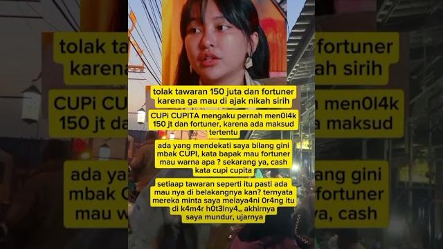 Cupi cupita tolak tawaran nikah siri dan di belikan mobil fortuner #cupicupita #shots #artist Cupi cupita tolak tawaran nikah siri dan di belikan mobil fortuner #cupicupita #shots #artist