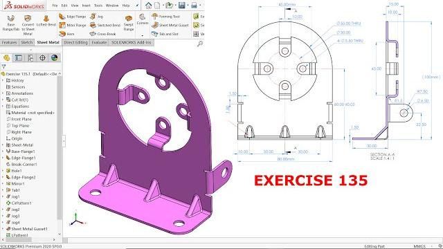 Solidworks sheet metal exercise 135 jog feature Solidworks sheet metal exercise 135 jog feature