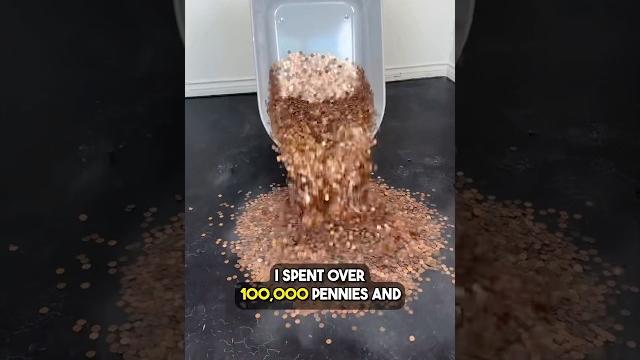 He covered his floor with 100,000 pennies. here's what it looks like now! #gorillatough #ad He covered his floor with 100,000 pennies. here's what it looks like now! #gorillatough #ad