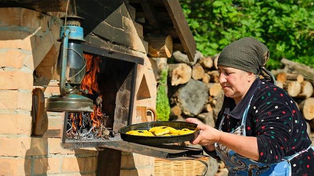 Rural life in azerbaijan: grandma cooking in village Rural life in azerbaijan: grandma cooking in village