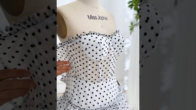 Corset strapless black polka dot tiered dress. #dress #gown #fashion #custommade #prom #wedding Corset strapless black polka dot tiered dress. #dress #gown #fashion #custommade #prom #wedding