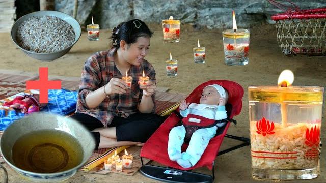 Single mother creates light from discarded cooking oil and rice | ly thi ly - daily vlog Single mother creates light from discarded cooking oil and rice | ly thi ly - daily vlog
