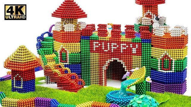Diy - how to build castle mud dog house from magnetic balls ( satisfying ) | magnet world 4k Diy - how to build castle mud dog house from magnetic balls ( satisfying ) | magnet world 4k