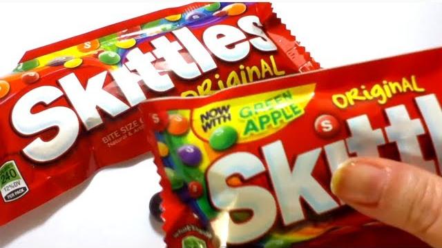 Skittles original and "new" green apple Skittles original and "new" green apple