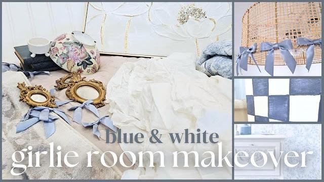 Blue & white thrifted teen girl room transformation • budget diy decor ideas • love shack fancy Blue & white thrifted teen girl room transformation • budget diy decor ideas • love shack fancy