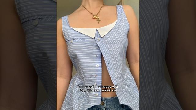 Button-up shirt → vivienne westwood inspired top 🪐 #upcycling #upcycled #transformation #sewing Button-up shirt → vivienne westwood inspired top 🪐 #upcycling #upcycled #transformation #sewing