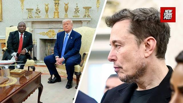 Watch elon musk’s reaction during trump’s heated south africa meeting in oval office Watch elon musk’s reaction during trump’s heated south africa meeting in oval office