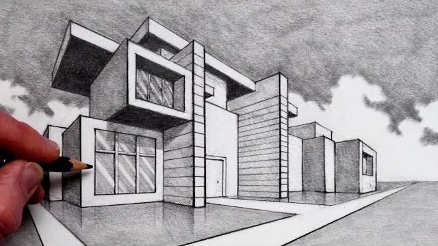 How to draw in 2-point perspective: modern house How to draw in 2-point perspective: modern house