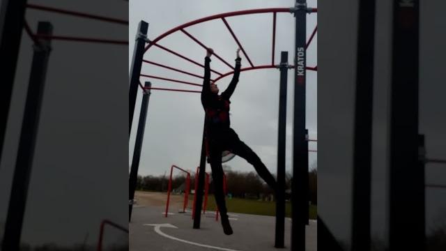 First try at monkey bars First try at monkey bars