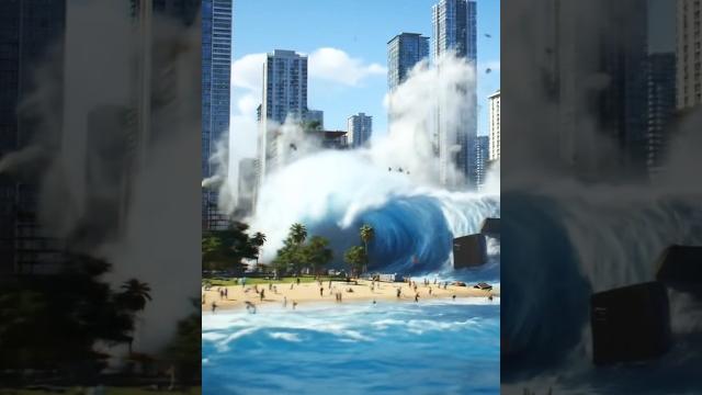 Tsunami strikes the city in seconds! ️ #shorts Tsunami strikes the city in seconds! ️ #shorts