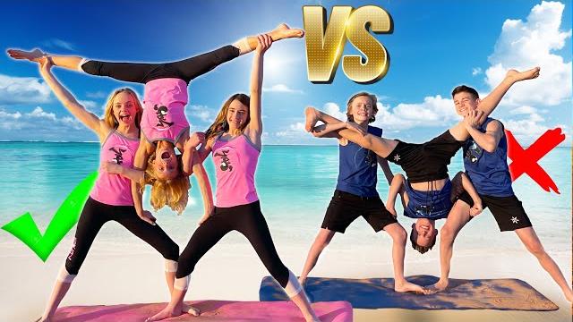 Boys vs girls 3 person yoga challenge! Boys vs girls 3 person yoga challenge!